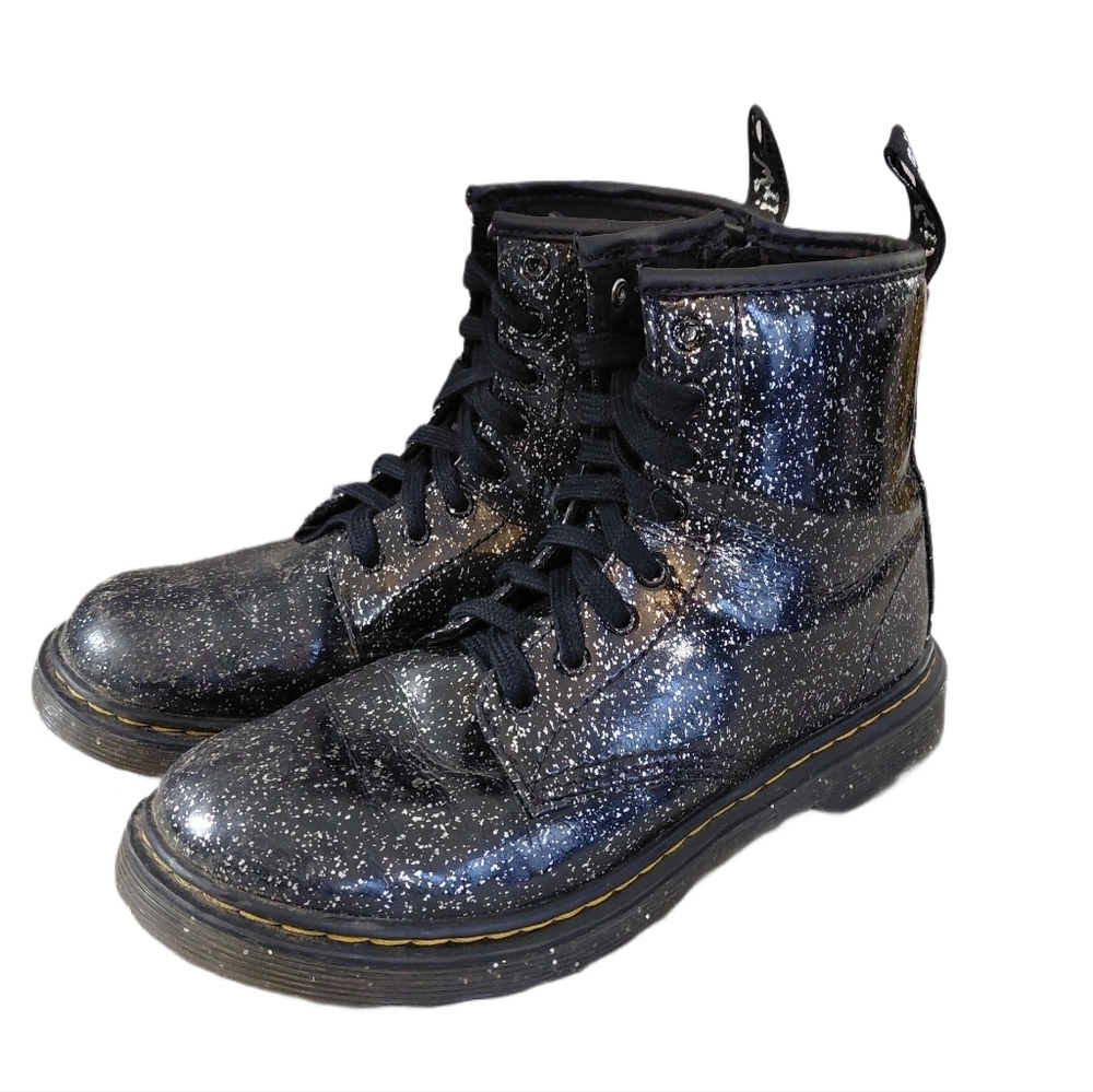 Dr. Martens Glitter Speckled Black Combat Boots Women's Size 5 Lace-Up Boots